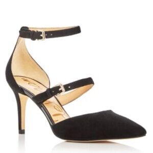 Sam Edelman Thea Double Strap d'Orsay Point Toe Pumps Black Leather Womens 10